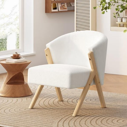 White Upholstery chair | Solid Wood Frame