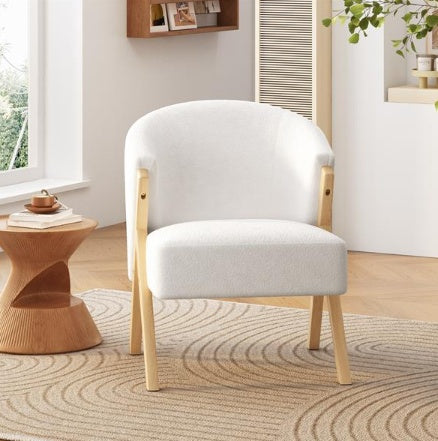 White Upholstery chair | Solid Wood Frame