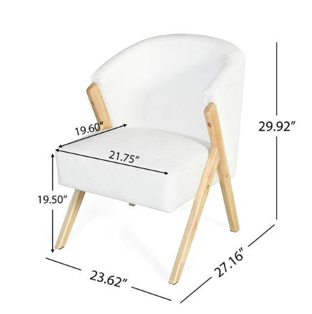 White Upholstery chair | Solid Wood Frame