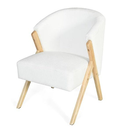 White Upholstery chair | Solid Wood Frame