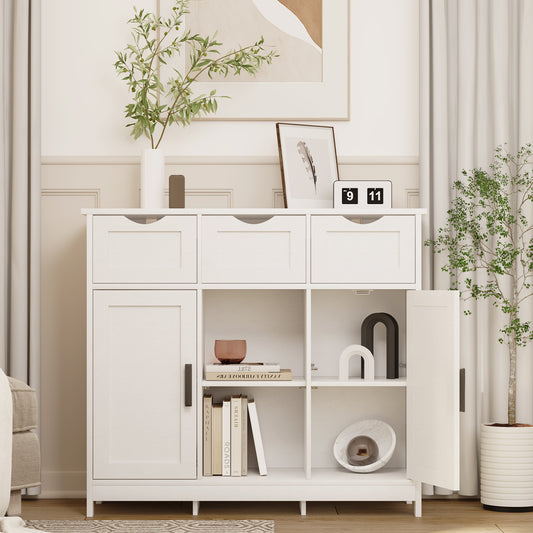 Wooden Cabinet with Drawer - white